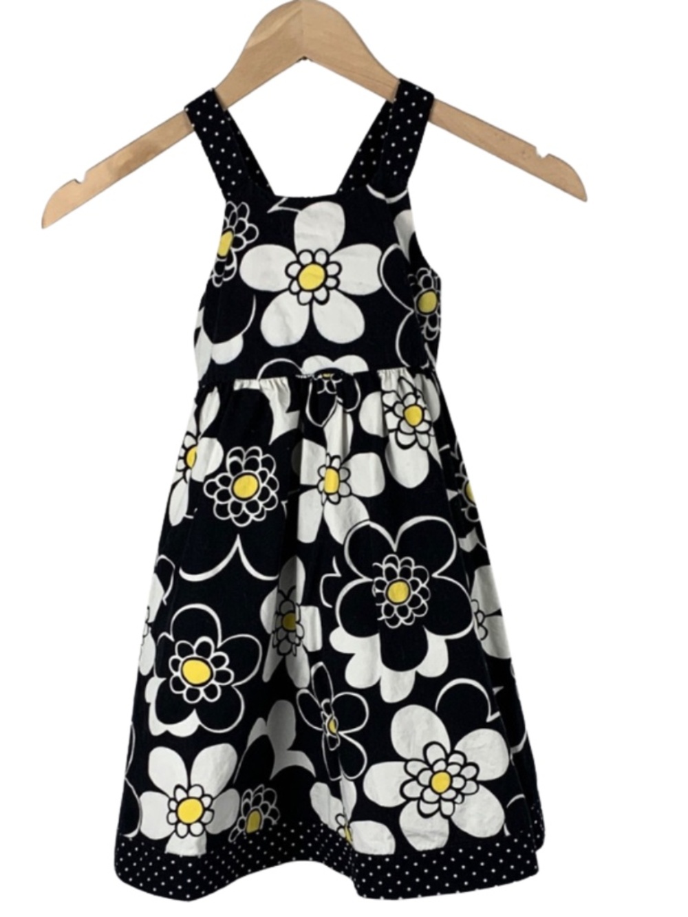Gymboree Black Sleeveless White Yellow Floral Dress Girl's 5 Summer